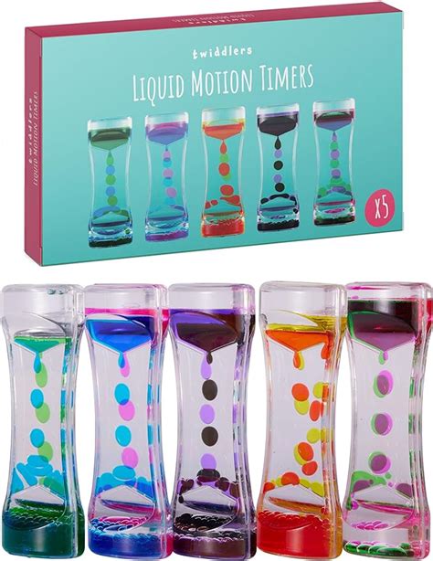 The Twiddlers 5 Liquid Motion Timers Sensory Timer Hourglasses 14cm