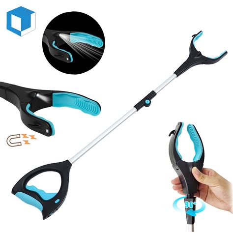 Pick Up Tool Reacher Grabber Reaching Stick Trash Picker Gripper LED ...