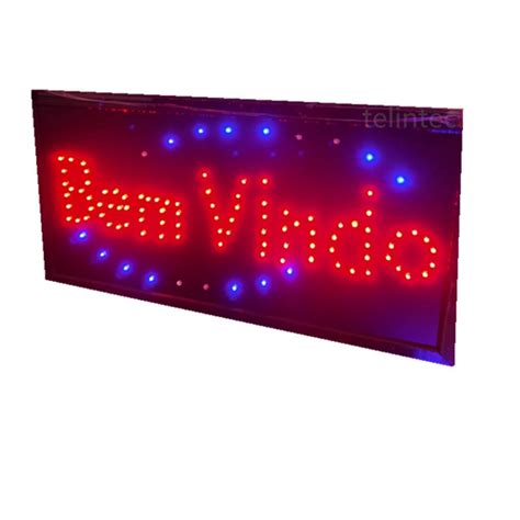 Letreiro Led Painel Placa Luminosa Bem Vindo V No Shoptime