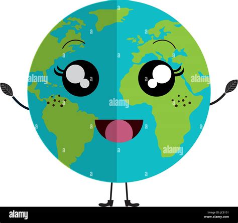 World Planet Earth Kawaii Character Stock Vector Image Art Alamy