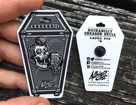 Rockabilly Greaser Pin Greaser Skull W Vintage Microphone Etsy