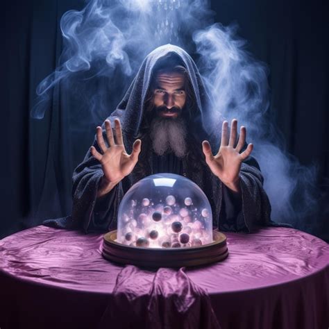 Premium Photo | Man telling from a crystal ball dressed as a mysterious fortune teller