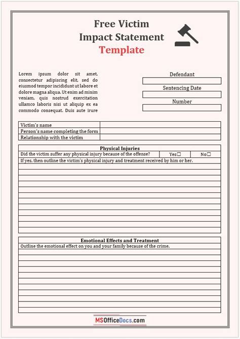 5 Victim Impact Statement Example Free Victim Impact Statement Template