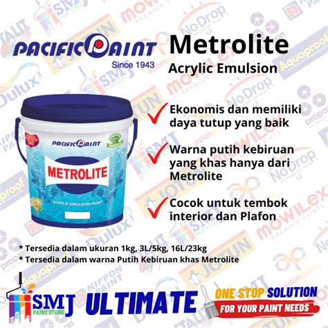 Jual Cat Tembok Interior PACIFIC PAINT METROLITE Putih Kebiruan 16L