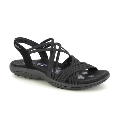 Skechers Reggae Slim Sunnyside Bbk Black Womens Walking Sandals