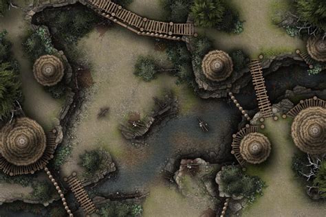 Free Ttrpg Battlemap Primitive Forest Village Arena Seafoot Games