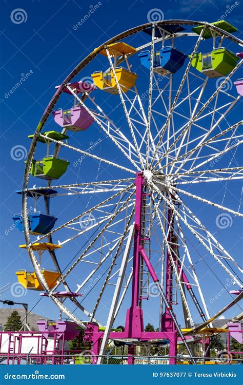 Colorful Ferris Wheel At Local Carnival Stock Image Image Of