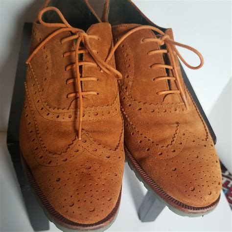 Womens Johnston And Murphy Suede Wingtip Shoes Sz 10 Gem