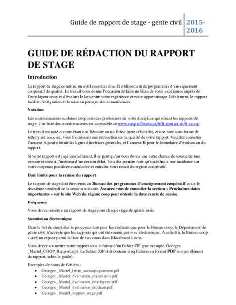 Pdf Guide De RÉdaction Du Rapport De Stage