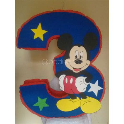 Piñata Entamborada Numero Tres Mickey Mouse