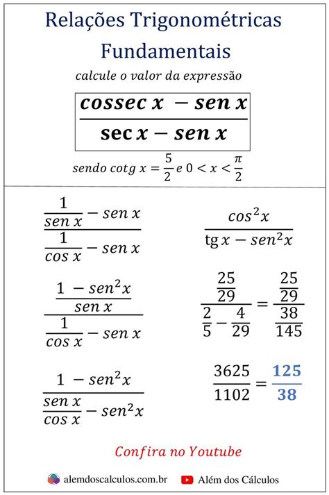 Exerc Cio Usando As Rela Es Trigonom Tricas Fundamentais Bullet