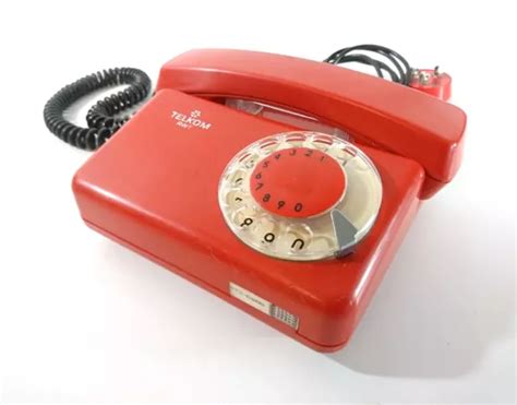 VINTAGE ROTARY DIAL Phone Red Telephone Telkom RWT Poland 1970s 56 34