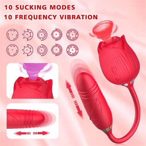 Sucking Rose Vibrator G Spot Dildo Telescopic Thrusting Adult Sex Toys