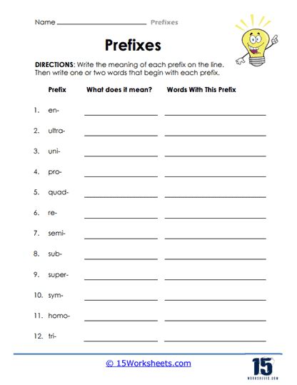 Prefixes Worksheets 15