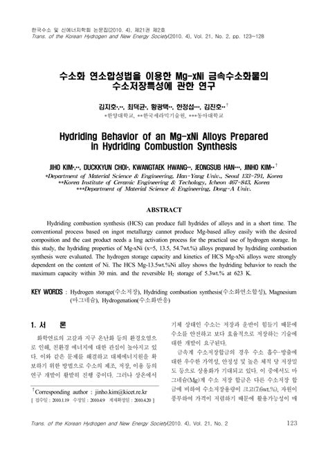 Pdf Hydriding Behavior Of An Mg Xni Alloys Prepared In Hydriding Combustion Synthesis