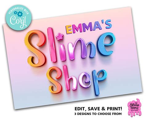 Editable Slime Booth Posters Slime Shop Slime Birthday Party