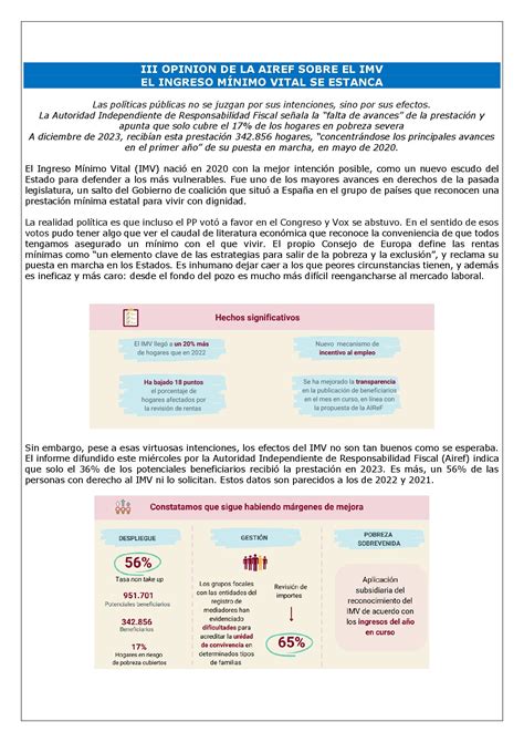 Iii Opinion De La Airef Sobre El Imv El Ingreso M Nimo Vital Se