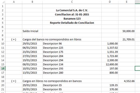 Conciliación Bancaria En Excel Formulas Excel