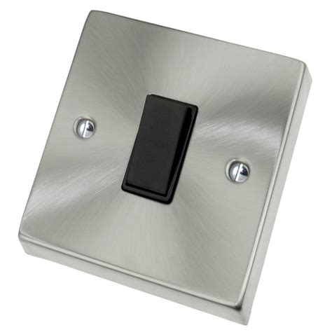 Scolmore Click Deco 10A 1 Gang 2 Way Switch Black Insert Satin Chrome