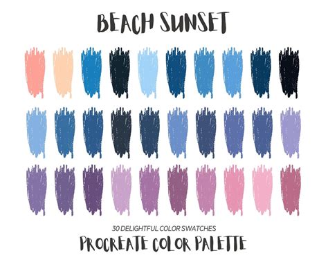 Beach Sunset Procreate Color Palette Procreate Swatches Ipad