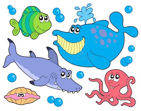 Fundo Dos Desenhos Animados Dos Animais De Mar Ilustra O Do Vetor