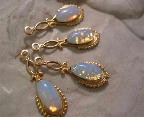 Opal Moonstone Glass Cabochon Gold Charms For Jewelry Making