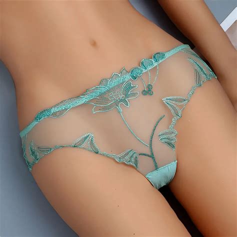 New Sexy Lace Floral Thong Ladies Panties Embroidered Mesh Yarn