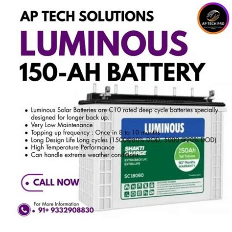 Luminous Solar Ah Tall Tubular Battery At Rs Luminous Solar