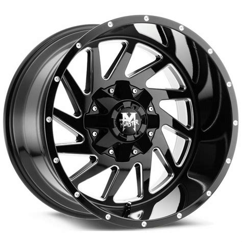 X Off Road Monster M X X Black Milled Wheels Rims Set