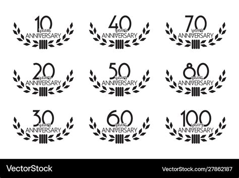 Anniversary Symbols Set Royalty Free Vector Image