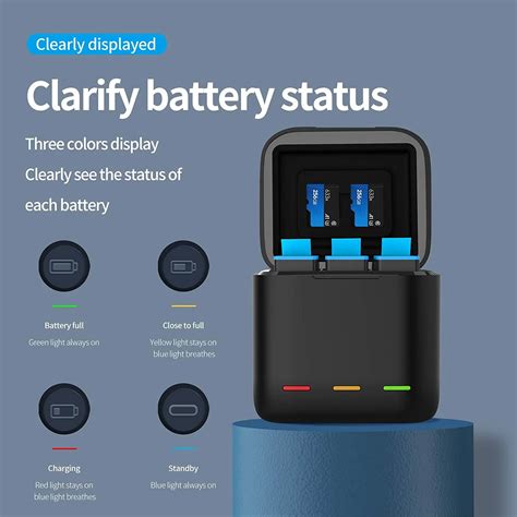 Telesin Magnetic Triple Charger Battery Storage Charging Box Usb Type