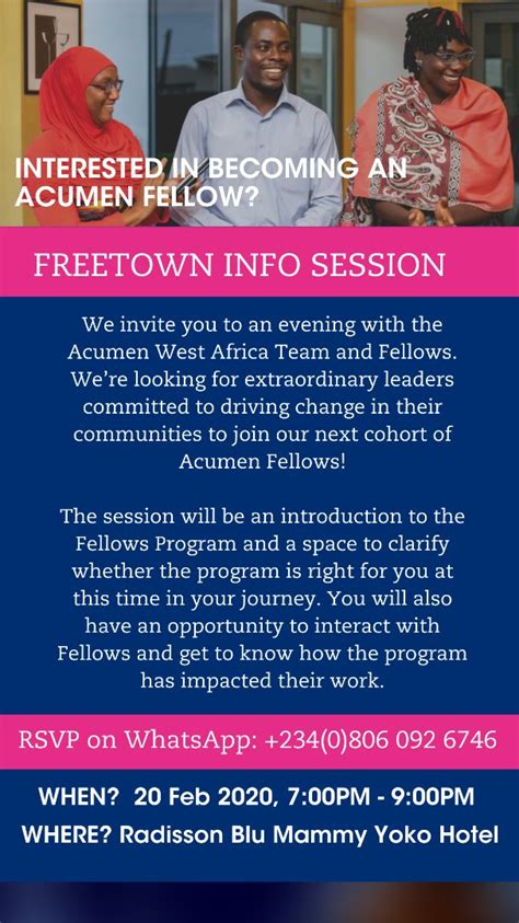 Acumen West Africa Fellows Team To Hold Info Session For Fellowship