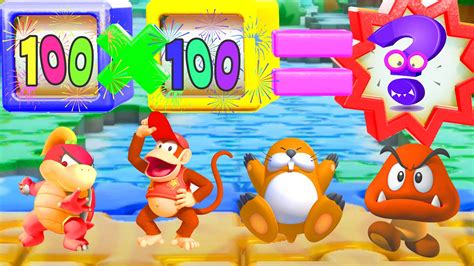 Super Mario Party Minigames Pom Pom Vs Diddy Kong Vs Monty Mole Vs