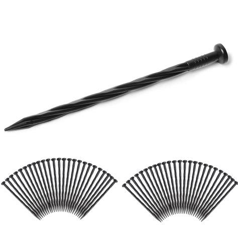 Aukar Plastic Landscape Edging Stakes 8 Inch Spiral Nylon Spikes For Garden Border Black