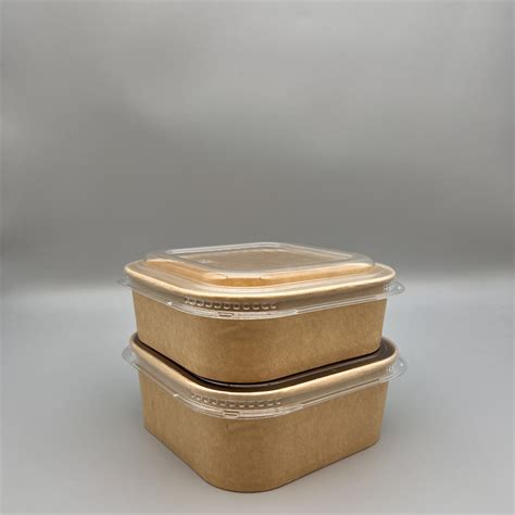 Ml Square Kraft Paper Bowl With Lid Food Container