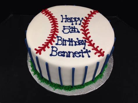 Baseball Inspired Birthday Cake With Number Five