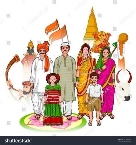 Vector Design Maharashtrian Family Showing Culture Stock Vector ...