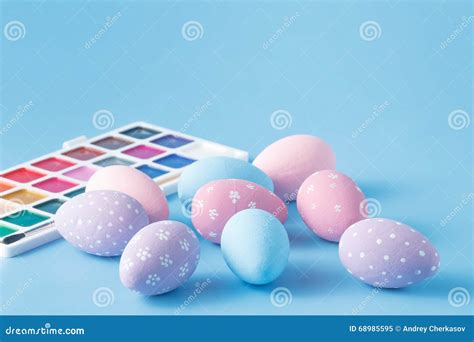 Hand Painted Easter Eggs In Pastel Colors Stock Image Image Of Boiled