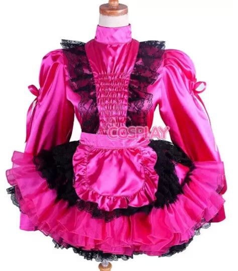 Sissy Girl Maid Satin Lockable Dress Cosplay Costume Cd Tv Tailor Made