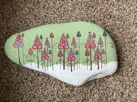 Swirled Trees Painted Rock Sealed Painted Rocks Etsy In 2024 Hand