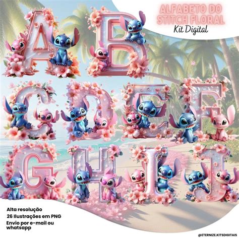 Google Como Se Escreve Stitch - Alfabeto do Stitch Floral – Kit Digital - Arquivos Digitais Prontos