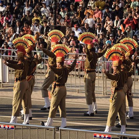 Wagah Border Amritsar Punjab India 02 February 2024 Flag Ceremony