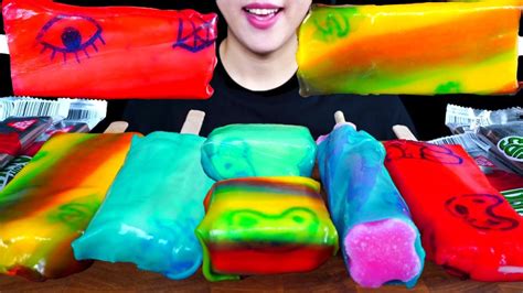 ASMR MUKBANG FROZEN FRUIT ROLL UPS ICE CREAM 해외에서 난리난 롤업 젤리 아이스크림 먹방