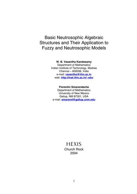 PDF Basic Neutrosophic Algebraic Structures And Their Application To