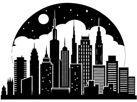 Elegant Urban Skyline Silhouette Design Premium Ai Generated Image