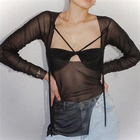 Mesh Long Offshoulder Halter Strap Top Free From Label Summer Halter