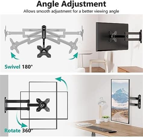 Wali Tv Wall Mount Articulating Lcd Monitor Full Motion Inch