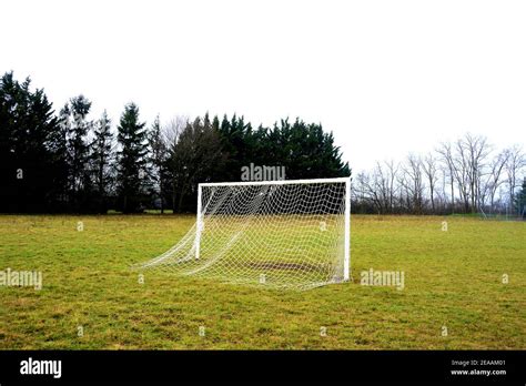 soccer goal gate   field stock photo alamy