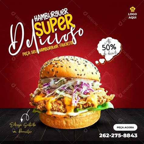 Social Media Hamb Rguer Super Delicioso At De Desconto Psd