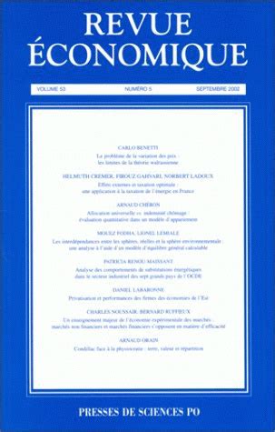 Revue Conomique Septembre Presses De Sciences Po